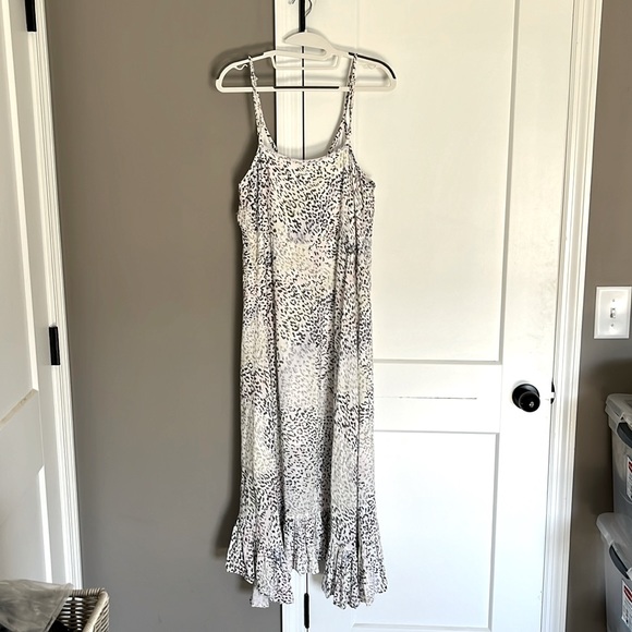 RAILS Frida Linen Rainbow Cheetah Print Ruffled Midi Dress - Size M - Picture 6 of 10